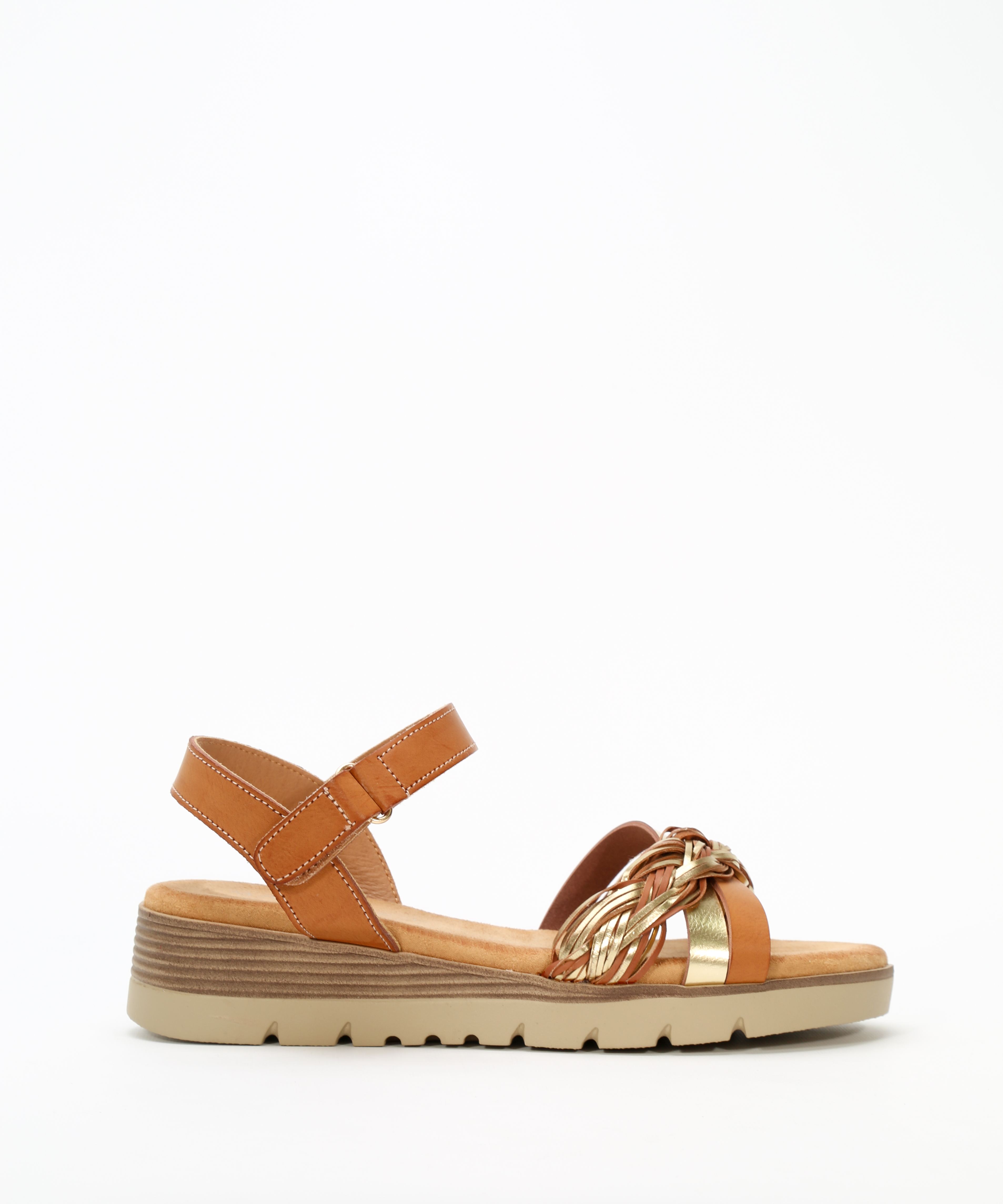Sandalias planas tiras combinadas